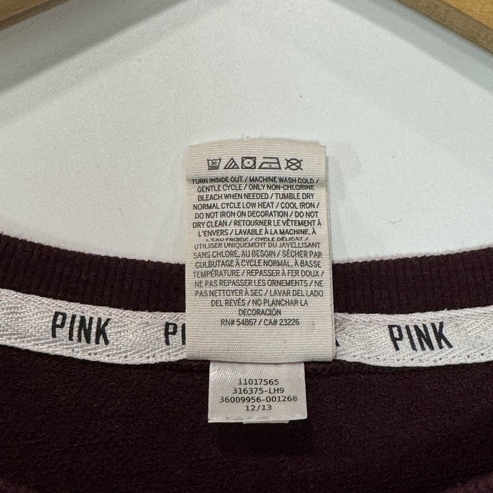 Victoria's Secret PINK Campus Tee Womens M Burgundy‎ Spirit Jersey Oversized Dog - Picture 6 of 10